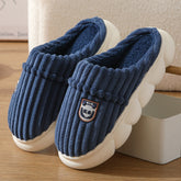 Men’s Winter Corduroy Slippers – Warm Plush Indoor Non-Slip Shoes